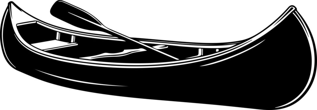 vintage canoe drawing silhouette vector illustration