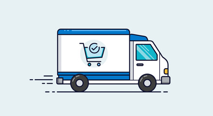 Delivery Truck with Shopping Cart Icon.