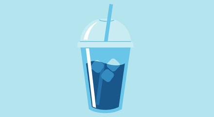 Cold Blue Drink in Plastic Cup.