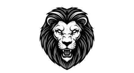 Obraz premium Black and White Lion Head Illustration.