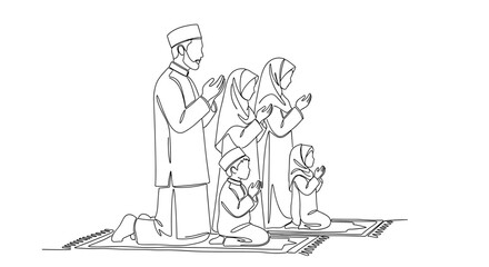 Family praying together in unity.