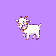 Cartoon White Goat Illustration