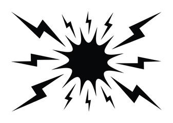 Fototapeta premium Black explosion with lightning bolts emanating from a central burst