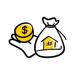 Investment concept with money and property symbol in vector style