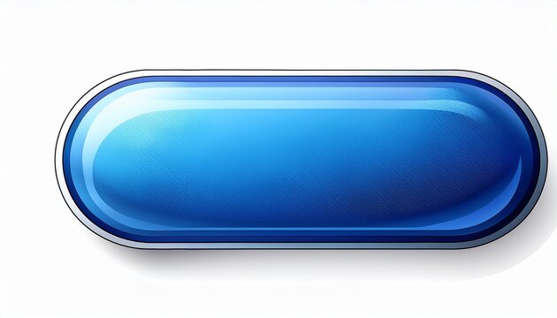 empty blue button isolated on white background