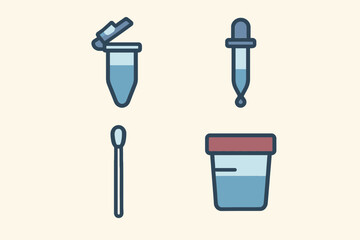 Medical Test Kit Swab Pipettes and Specimen Container Illustration.