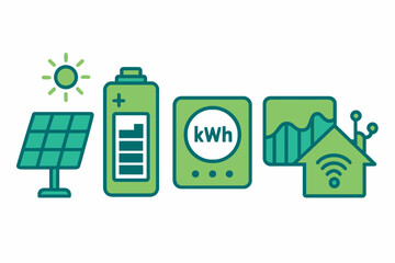 Renewable Energy System with Solar Panel Battery Meter and Smart Home.
