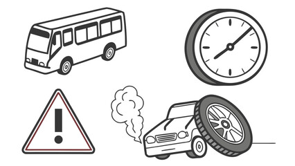 Road Safety and Vehicle Issues Illustration.