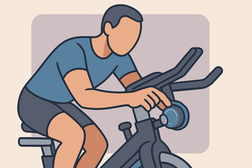 Man Engaged in Indoor Cycling for Fitness and Health.