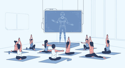 Yoga Class with Virtual Instructor A Modern Wellness Experience.
