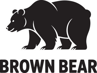 Obraz premium Brown bear animal silhouette walking on ground, graphic vector illustration on transparent background