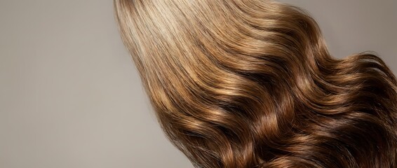 Fototapeta premium Luxurious flowing blonde and brown hair with silky smooth texture and natural highlights showcasing healthy hair care and beauty salon treatments.