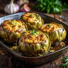 Gef&uuml;llte Artischocken aus dem Ofen