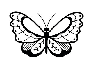 Butterfly Line Art Design Element Isolated on White