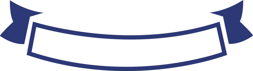 清潔感のあるネイビーブルーの線画リボン・湾曲フレーム・白抜き見出し素材