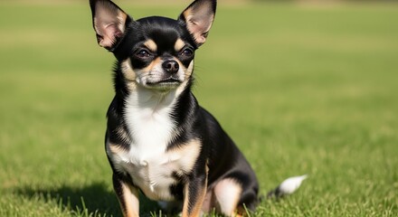 Black and Tan Chihuahua Sitting on Green Grass