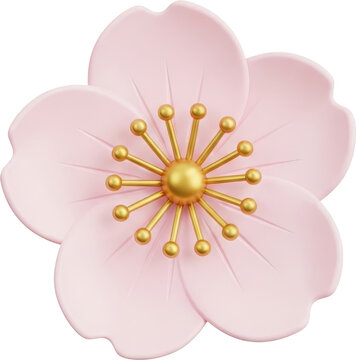 Soft Pink 3D Cherry Blossom Flower
