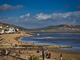 Lyme Regis Seafront on a Sunny Winter Day, Dorset, England, UK