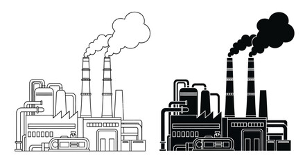 Obraz premium Industrial factory with smokestacks emitting pollution.