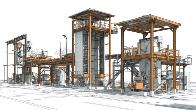 Industrial complex architectural sketch