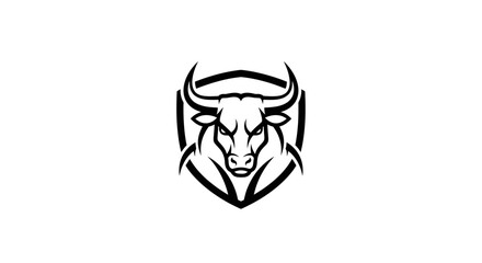 Aggressive bull head shield emblem logo design
