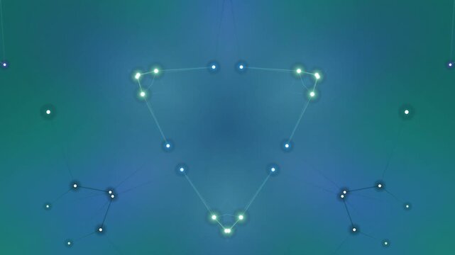 A constellation pattern shines brightly in the night sky with stars connected in a celestial map view