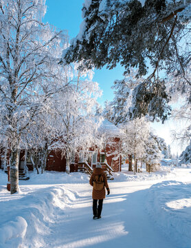 Discover the breathtaking winter wonderland of Akaslompolo Village in Lapland, Finland