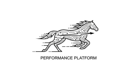 Fototapeta premium Running Horse with Circuit Board Design Symbolizing Digital Performance and Speed