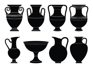 Collection of Ancient Greek Pottery Silhouettes © ThephotoLab