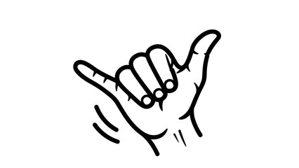 Obraz premium Hang Loose Hand Gesture Icon, Shaka Sign, Surfing Symbol, Aloha Spirit, Vector Illustration