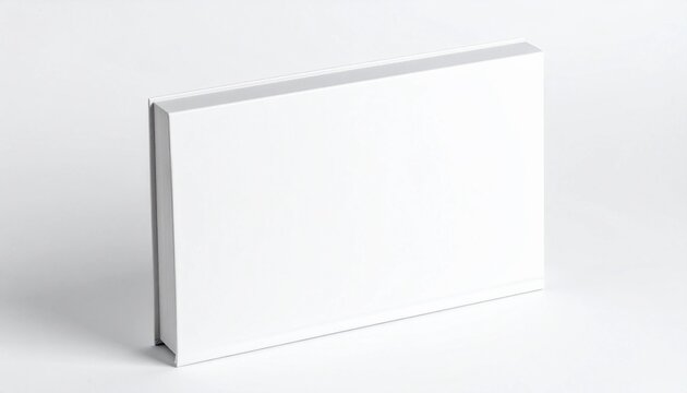 Blank horizontal hardcover book cover mockup standing on white background