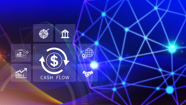 Cash Flow and Financial Analysis icons Concept. financial management, budgeting, business growth, money and income, profit or banking, business investment strategy. not ai