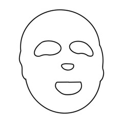 Obraz premium Collagen moisturizing sheet face mask in continuous one line doodle style. Vector beauty skincare element for banners, flyers and cosmetic advertising design