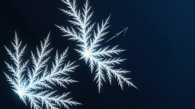 White frost crystals on dark blue background for winter season decorative pattern