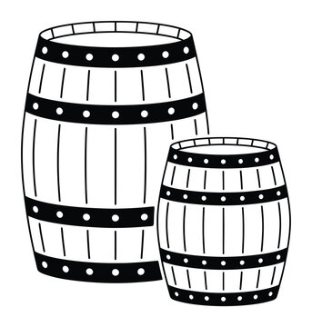 Two wooden barrels, one large and one small, in a simple illustration