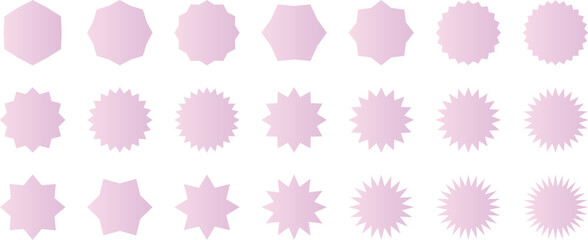 ピンク・紫のグラデーションが綺麗なギザギザの円形フレームとバッジのセット