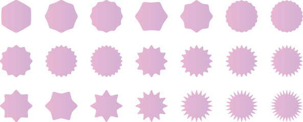 ピンク・紫のグラデーションが綺麗なギザギザの円形フレームとバッジのセット