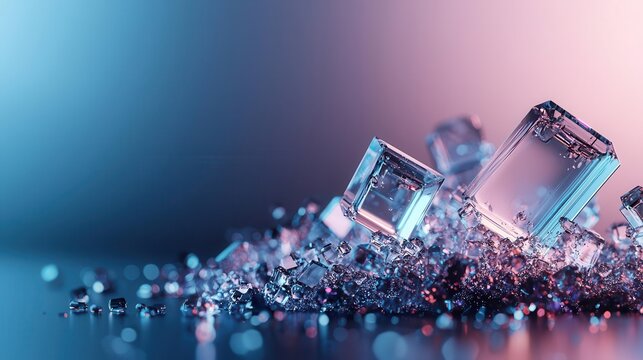 Macro shot of crystal structure under polarized light microscope, solidstate pharmaceutical science