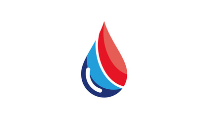 Obraz premium A stylized teardrop design in shades of red, blue, and navy against a white background