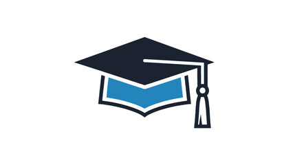 A two-tone graduation cap illustration with tassel against a white background