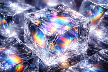透明氷ブロック &times; 虹色イリデッセンス屈折構造 &times; ハイブランド・テクノロジー広告向け次世代ビジュアル