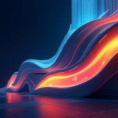 Flowing abstract energy waves with glowing lines image