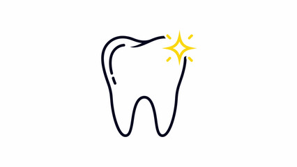 Obraz premium Outlined tooth with sparkle effect, isolated on a white background