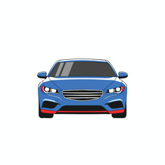 Obraz premium Blue Car Front View Illustration