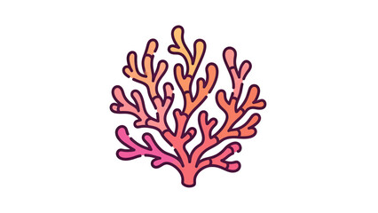 Fototapeta premium A stylized coral reef with gradient colors from pink to orange, thick dark outlines on white