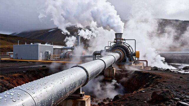Geothermal power plant with steam emissions