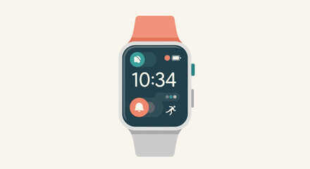Smartwatch with modern interface displaying time and notifications