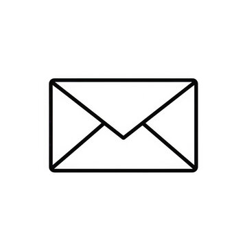 Simple black and white envelope icon isolated on transparent background