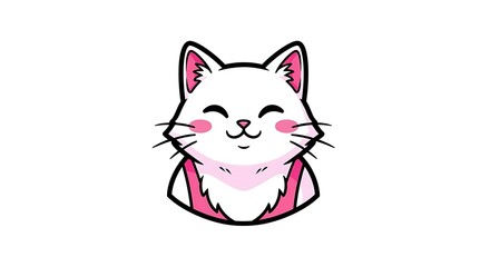 Obraz premium Profile cute white cat cartoon character illustration isolated