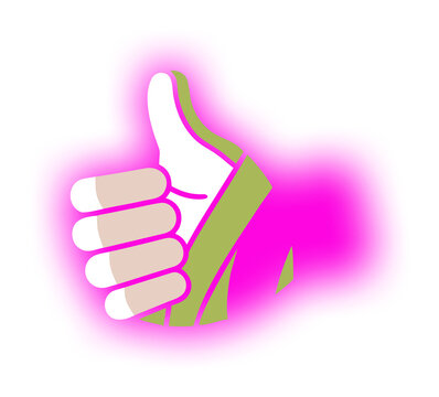 humbs up positive feedback neon outline icon